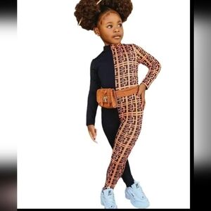 Toddler Girls Mock Neck Graphic print jumpsuit
